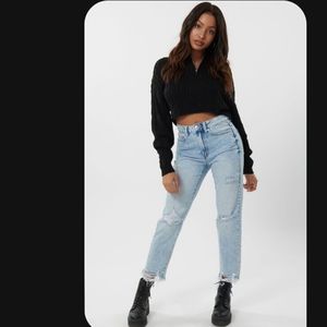 Garage distressed mom jeans